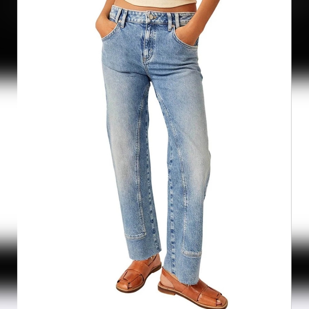 Free People We the Free Risk Taker High Rise Straight Leg Jeans 30
